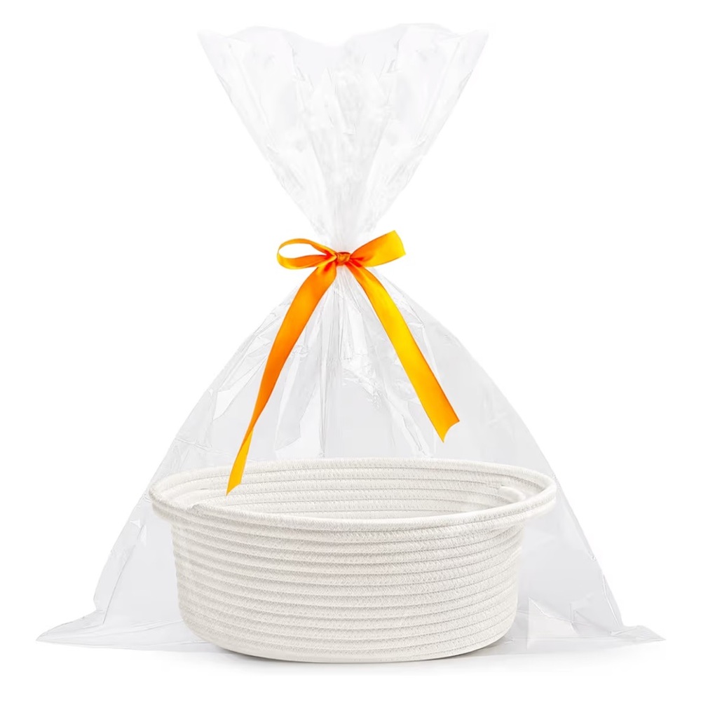 White Woven Rope Basket for Storage or Gifts